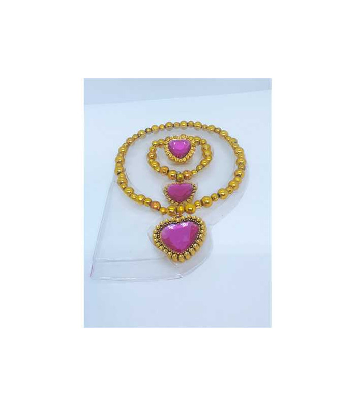 Set colier bratara si inel cu inimioara pentru fetite