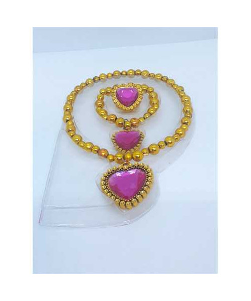 Set colier bratara si inel cu inimioara pentru fetite