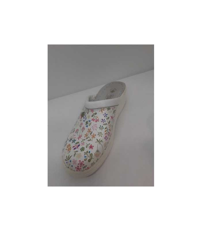 Saboti medicali din piele cu imprimeu floricele Sanital Light marime 35