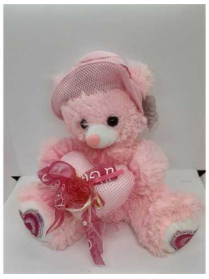 Ursulet de plus cu palarie si inimioara Boom 30 cm