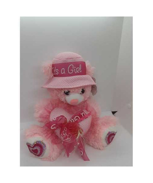 Ursulet de plus cu palarie si inimioara Boom 30 cm