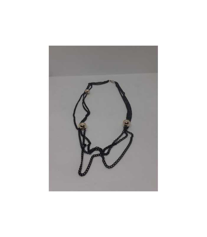 Colier dama din lant cu margele culoare auriu