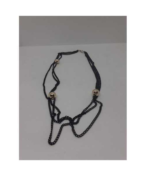 Colier dama din lant cu margele culoare auriu