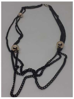 Colier dama din lant cu margele culoare auriu 2