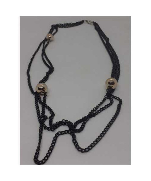 Colier dama din lant cu margele culoare auriu