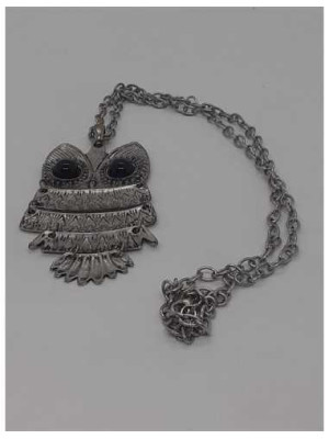 Lantisor cu pandantiv bufnita cu ochii din margele negre