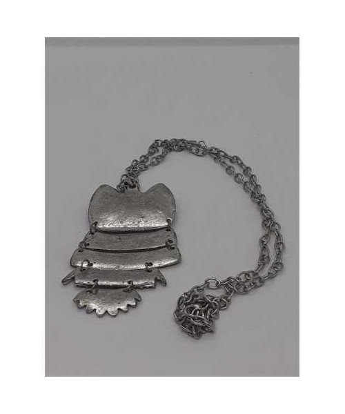 Lantisor cu pandantiv bufnita cu ochii din margele negre