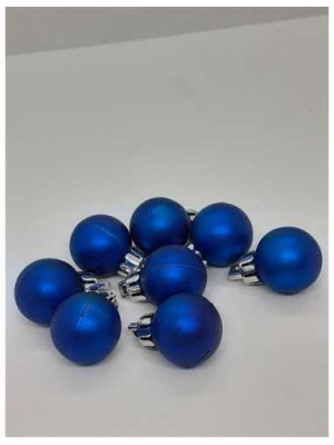 Set 8 globuri rotunde culoare albastru pentru Craciun