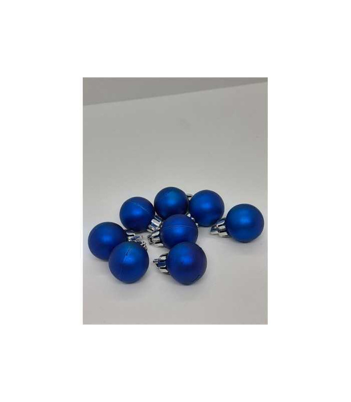 Set 8 globuri rotunde culoare albastru pentru Craciun