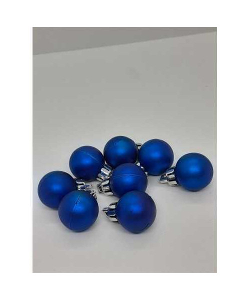 Set 8 globuri rotunde culoare albastru pentru Craciun