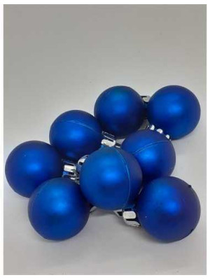 Set 8 globuri rotunde culoare albastru pentru Craciun 2