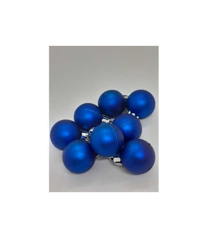 Set 8 globuri rotunde culoare albastru pentru Craciun