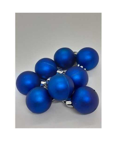 Set 8 globuri rotunde culoare albastru pentru Craciun