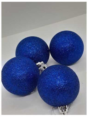 Set 4 globuri din plastic culoare albastru sclipitor