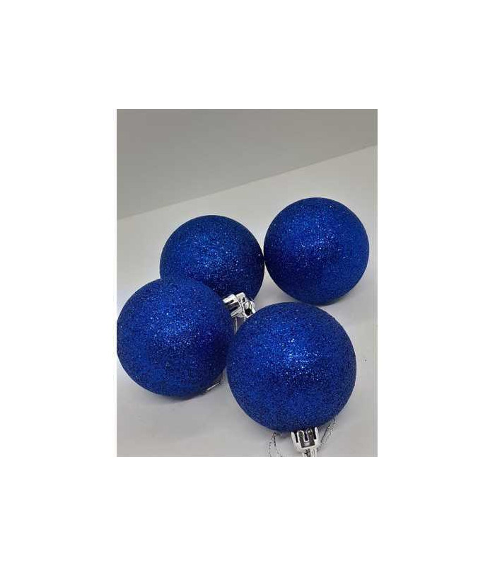 Set 4 globuri din plastic culoare albastru sclipitor