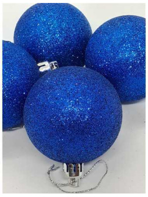 Set 4 globuri din plastic culoare albastru sclipitor 2