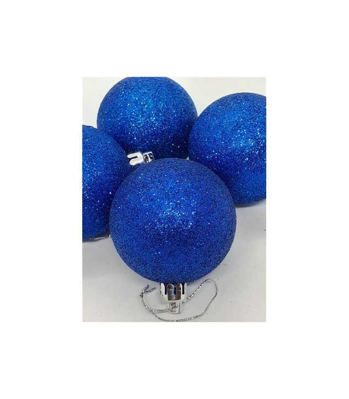 Set 4 globuri din plastic culoare albastru sclipitor