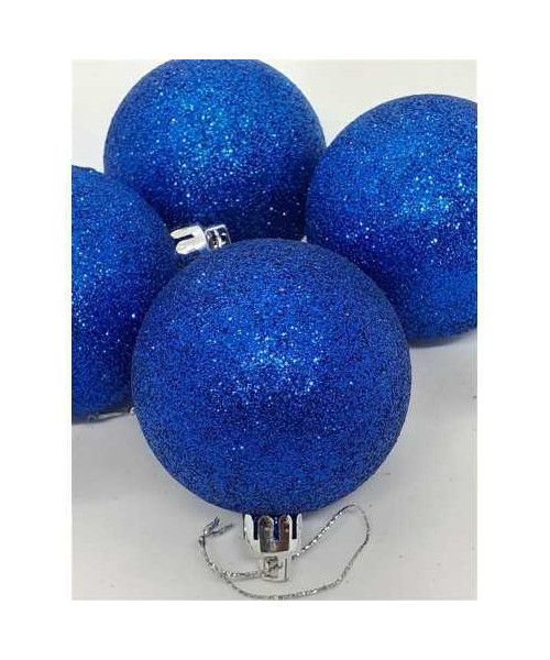 Set 4 globuri din plastic culoare albastru sclipitor