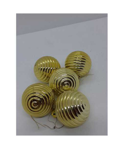 Set 5 globulete cu dungi culoare auriu pentru Craciun
