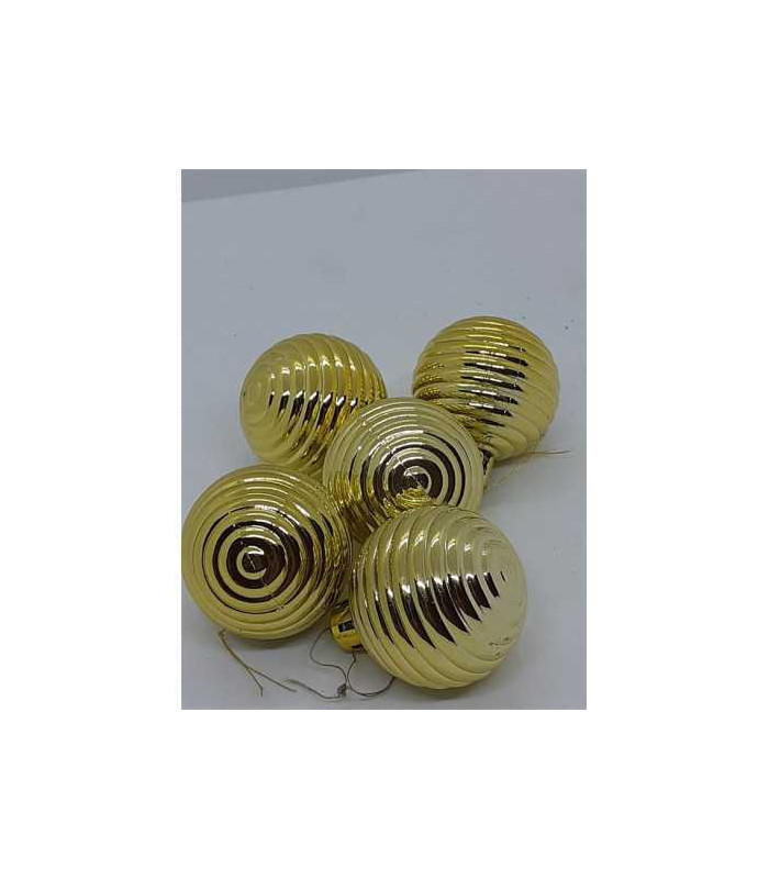 Set 5 globulete cu dungi culoare auriu pentru Craciun