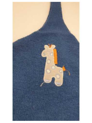 Caciula copii albastra cu girafa marime 6 7 ani 2