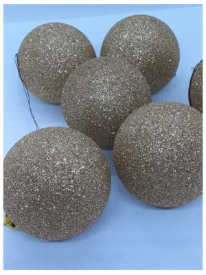 Set 6 Globuri de Craciun din plastic culoare auriu sclipitor 2