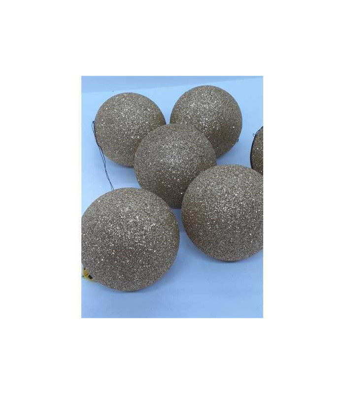 Set 6 Globuri de Craciun din plastic culoare auriu sclipitor