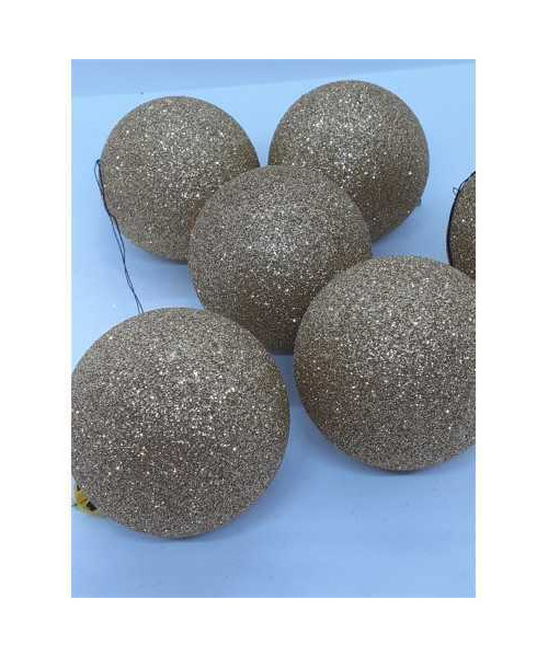 Set 6 Globuri de Craciun din plastic culoare auriu sclipitor