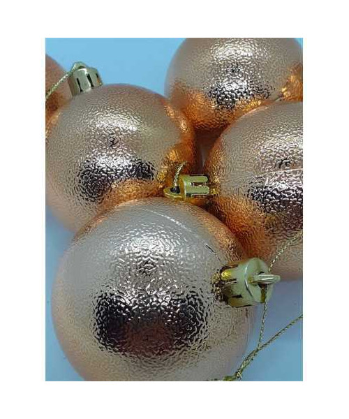 Set 6 Globuri de Craciun din plastic culoare auriu