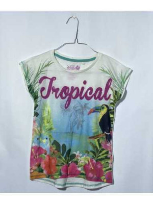 Tricou copii cu inprimeu tropical C&A marime 9 10 ani
