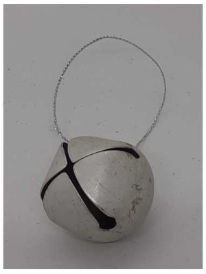 Decoratiune pentru Craciun clopotel din metal culoare alb
