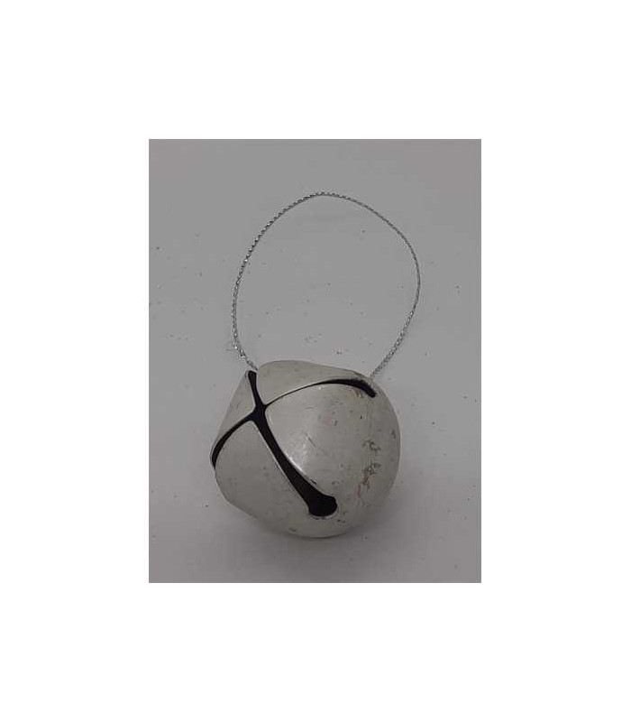 Decoratiune pentru Craciun clopotel din metal culoare alb