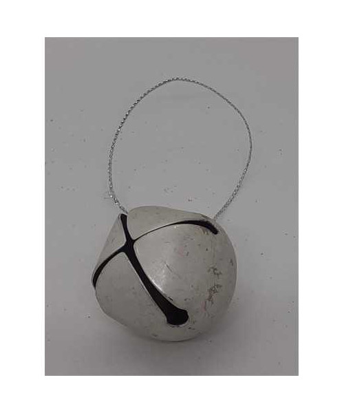 Decoratiune pentru Craciun clopotel din metal culoare alb