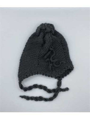 Caciula copii gri tricotata cu fundita marime 1 2 ani