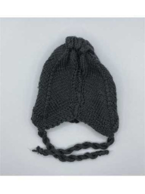 Caciula copii gri tricotata cu fundita marime 1 2 ani 2