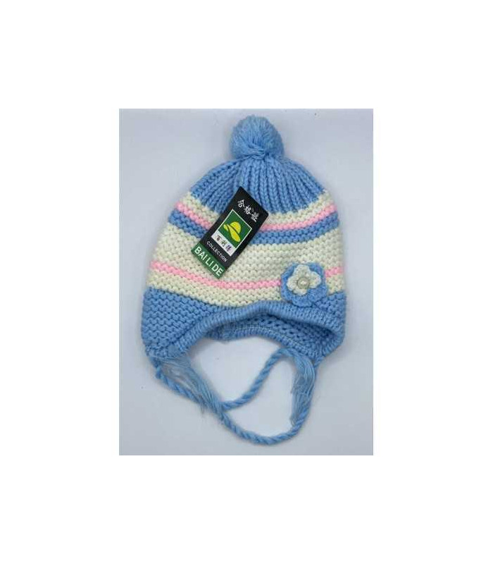 Caciulita copii tricotata cu snururi 3 ani