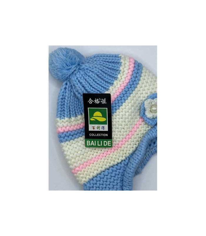 Caciulita copii tricotata cu snururi 3 ani