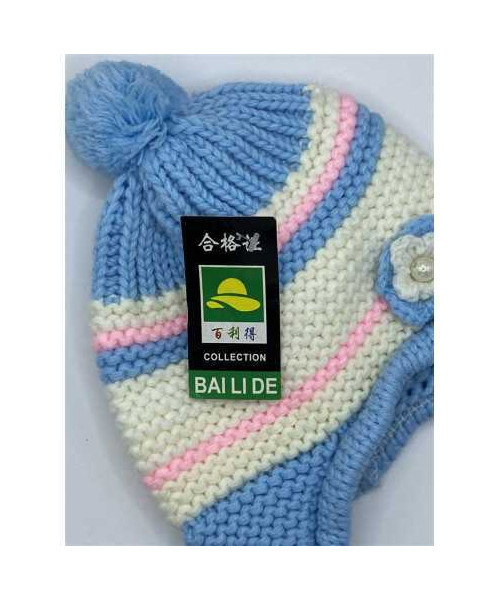 Caciulita copii tricotata cu snururi 3 ani