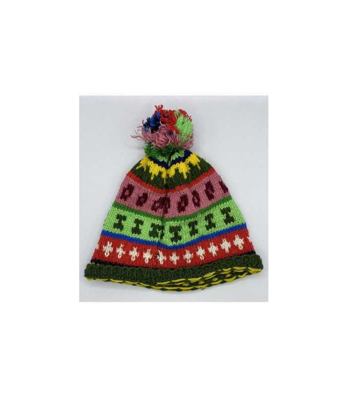 Caciula copii tricotata multicolora cu ciucure marime 3 4 ani