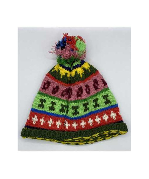 Caciula copii tricotata multicolora cu ciucure marime 3 4 ani