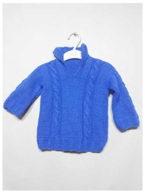 Pulover crosetat pentru bebelusi culoare albastru