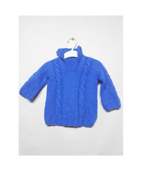 Pulover crosetat pentru bebelusi culoare albastru