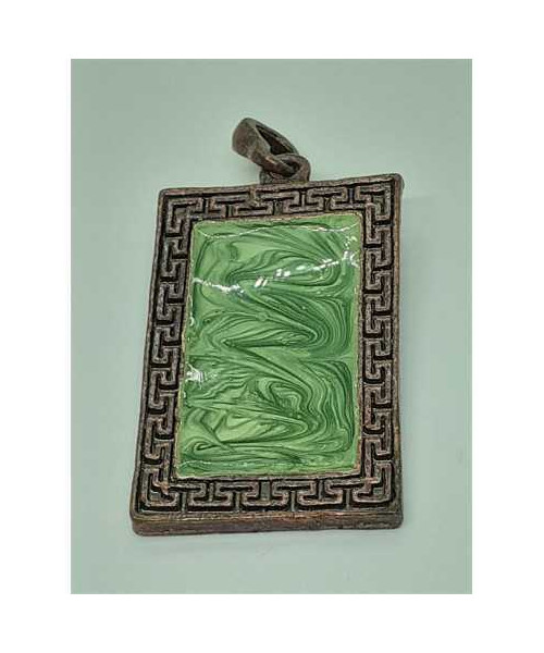 Medalion din metal cu model culoare verde