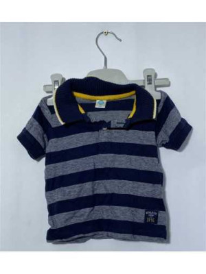 Tricou baietei cu dungi si guler Tex marimea 12 luni