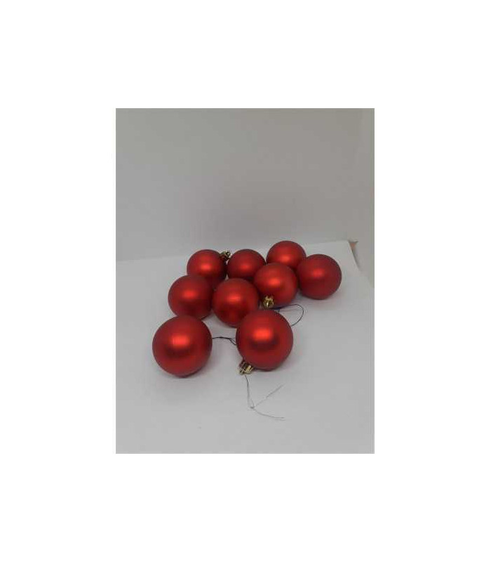 Set 9 globuri din plastic pentru Craciun culoare rosu mat