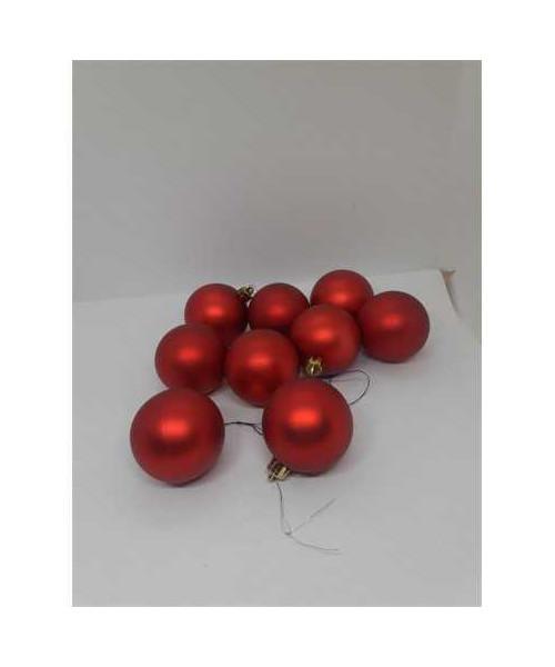 Set 9 globuri din plastic pentru Craciun culoare rosu mat