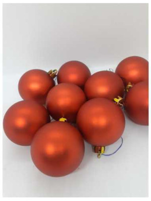 Set 9 globuri din plastic pentru Craciun culoare rosu mat 2