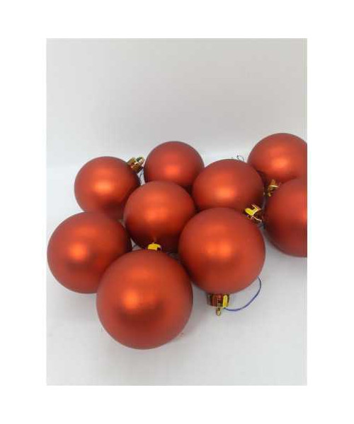 Set 9 globuri din plastic pentru Craciun culoare rosu mat