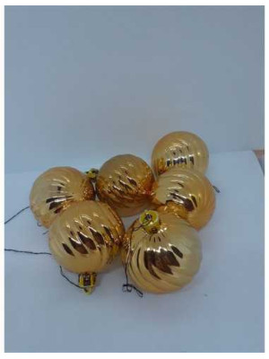 Set 6 globuri din plastic pentru Craciun culoare auriu