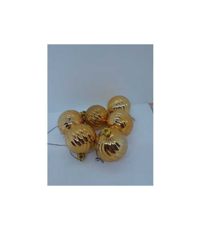 Set 6 globuri din plastic pentru Craciun culoare auriu